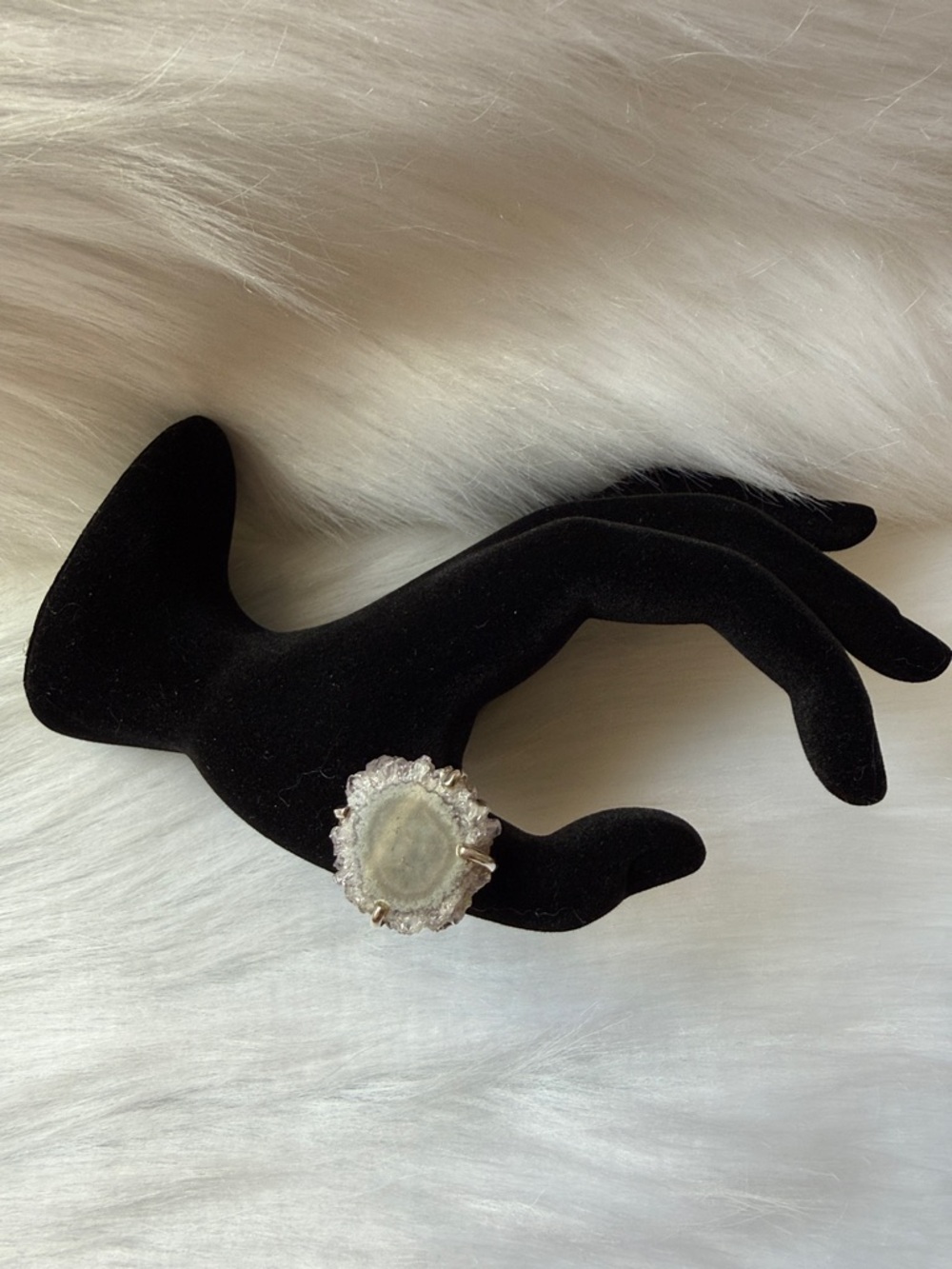 Amethyst Agate Gemstone Set on Sterling Silver Ring